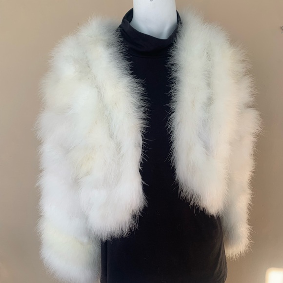 Vintage 70's Marabou Feather Cropped Jacket | Lilli Diamond Ostrich Feather Coat - Picture 3 of 10